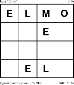 The grouppuzzles.com Easy Elmo puzzle for Wednesday July 8, 2026