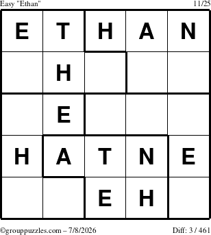 The grouppuzzles.com Easy Ethan puzzle for Wednesday July 8, 2026