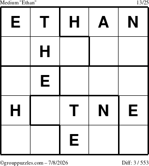 The grouppuzzles.com Medium Ethan puzzle for Wednesday July 8, 2026