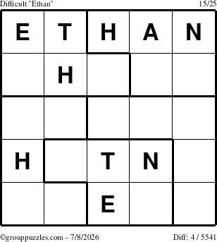 The grouppuzzles.com Difficult Ethan puzzle for Wednesday July 8, 2026