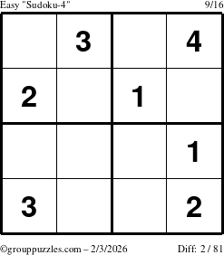 The grouppuzzles.com Easy Sudoku-4 puzzle for Tuesday February 3, 2026