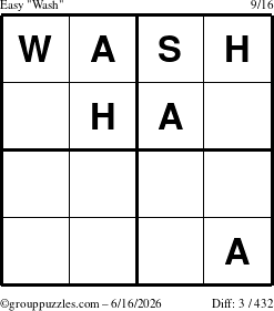 The grouppuzzles.com Easy Wash puzzle for Tuesday June 16, 2026