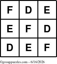 The grouppuzzles.com Answer grid for the TicTac-DEF puzzle for Tuesday June 16, 2026