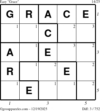 The grouppuzzles.com Easy Grace puzzle for Friday December 19, 2025 with all 3 steps marked