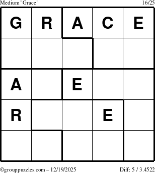 The grouppuzzles.com Medium Grace puzzle for Friday December 19, 2025