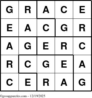 The grouppuzzles.com Answer grid for the Grace puzzle for Friday December 19, 2025