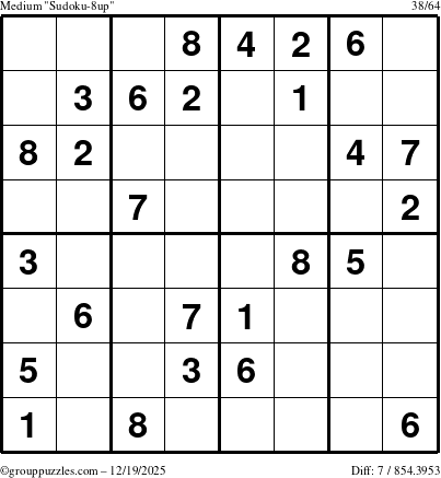The grouppuzzles.com Medium Sudoku-8up puzzle for Friday December 19, 2025