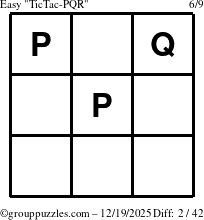 The grouppuzzles.com Easy TicTac-PQR puzzle for Friday December 19, 2025
