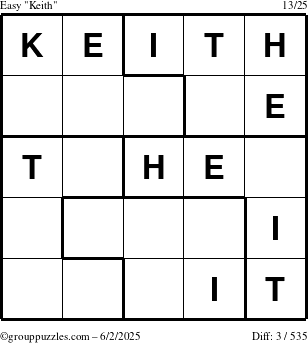The grouppuzzles.com Easy Keith puzzle for Monday June 2, 2025