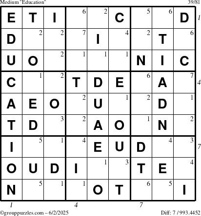 The grouppuzzles.com Medium Education-c1 puzzle for Monday June 2, 2025 with all 7 steps marked