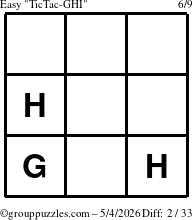The grouppuzzles.com Easy TicTac-GHI puzzle for Monday May 4, 2026