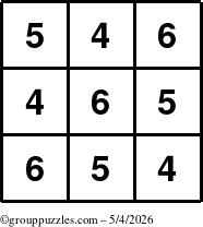 The grouppuzzles.com Answer grid for the TicTac-456 puzzle for Monday May 4, 2026