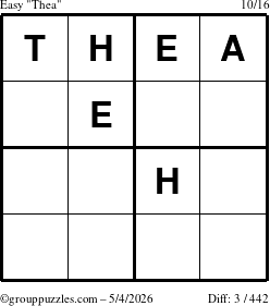 The grouppuzzles.com Easy Thea puzzle for Monday May 4, 2026