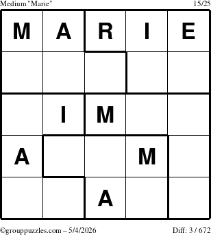The grouppuzzles.com Medium Marie puzzle for Monday May 4, 2026