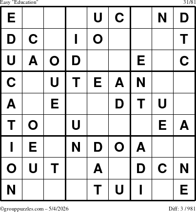 The grouppuzzles.com Easy Education-c1 puzzle for Monday May 4, 2026