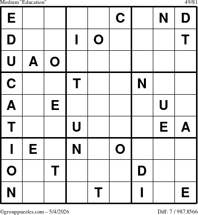 The grouppuzzles.com Medium Education-c1 puzzle for Monday May 4, 2026