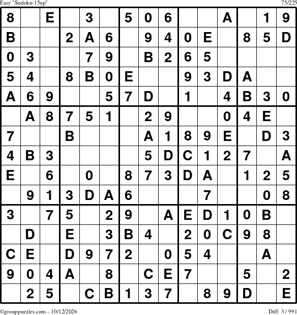 The grouppuzzles.com Easy Sudoku-15up puzzle for Monday October 12, 2026