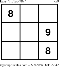 The grouppuzzles.com Easy TicTac-789 puzzle for Thursday May 7, 2026