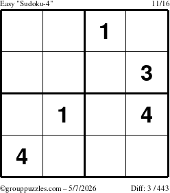 The grouppuzzles.com Easy Sudoku-4 puzzle for Thursday May 7, 2026