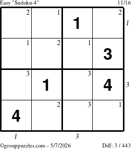 The grouppuzzles.com Easy Sudoku-4 puzzle for Thursday May 7, 2026 with all 3 steps marked