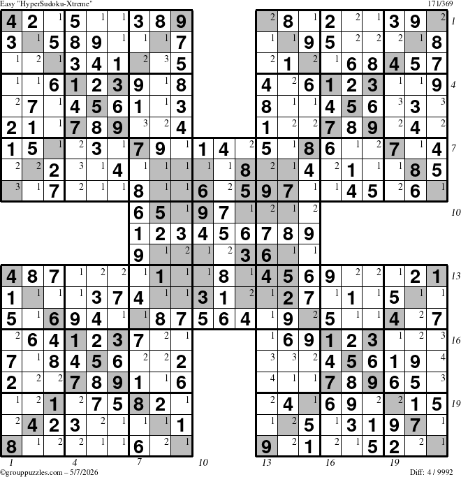 The grouppuzzles.com Easy cover-HyperXtreme puzzle for Thursday May 7, 2026 with all 4 steps marked