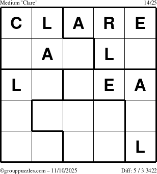 The grouppuzzles.com Medium Clare puzzle for Monday November 10, 2025