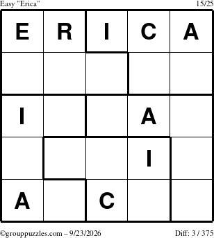 The grouppuzzles.com Easy Erica puzzle for Wednesday September 23, 2026