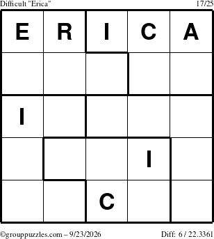 The grouppuzzles.com Difficult Erica puzzle for Wednesday September 23, 2026