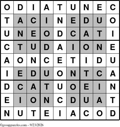 The grouppuzzles.com Answer grid for the HyperEducation-i23 puzzle for Wednesday September 23, 2026