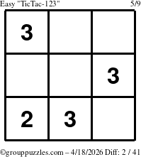 The grouppuzzles.com Easy TicTac-123 puzzle for Saturday April 18, 2026