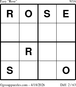 The grouppuzzles.com Easy Rose puzzle for Saturday April 18, 2026