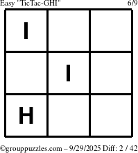 The grouppuzzles.com Easy TicTac-GHI puzzle for Monday September 29, 2025