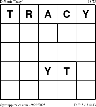 The grouppuzzles.com Difficult Tracy puzzle for Monday September 29, 2025