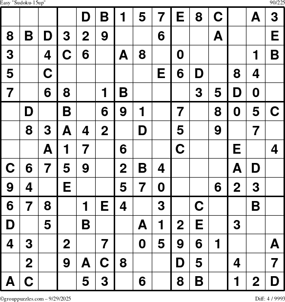 The grouppuzzles.com Easy Sudoku-15up puzzle for Monday September 29, 2025
