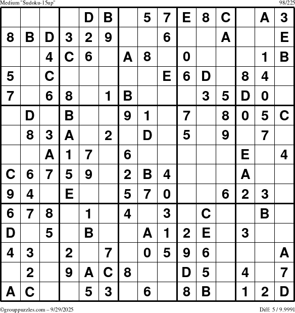 The grouppuzzles.com Medium Sudoku-15up puzzle for Monday September 29, 2025