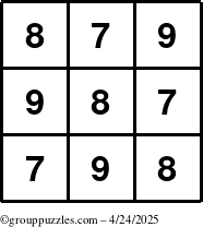 The grouppuzzles.com Answer grid for the TicTac-789 puzzle for Thursday April 24, 2025