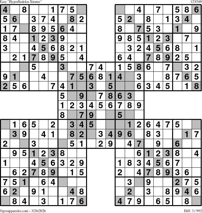 The grouppuzzles.com Easy cover-HyperXtreme puzzle for Thursday March 26, 2026