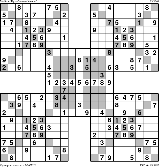 The grouppuzzles.com Medium cover-HyperXtreme puzzle for Thursday March 26, 2026