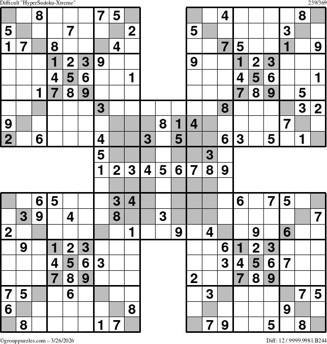 The grouppuzzles.com Difficult cover-HyperXtreme puzzle for Thursday March 26, 2026
