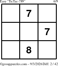 The grouppuzzles.com Easy TicTac-789 puzzle for Thursday September 3, 2026