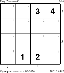 The grouppuzzles.com Easy Sudoku-4 puzzle for Thursday September 3, 2026 with all 3 steps marked