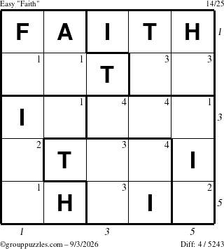 The grouppuzzles.com Easy Faith puzzle for Thursday September 3, 2026 with all 4 steps marked