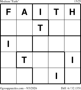 The grouppuzzles.com Medium Faith puzzle for Thursday September 3, 2026