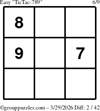 The grouppuzzles.com Easy TicTac-789 puzzle for Sunday March 29, 2026