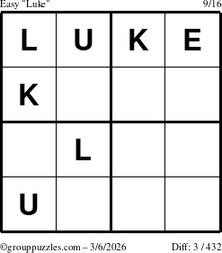 The grouppuzzles.com Easy Luke puzzle for Friday March 6, 2026