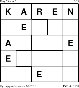 The grouppuzzles.com Easy Karen puzzle for Friday March 6, 2026