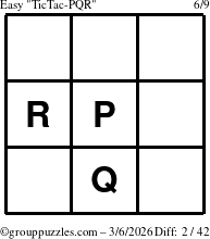 The grouppuzzles.com Easy TicTac-PQR puzzle for Friday March 6, 2026