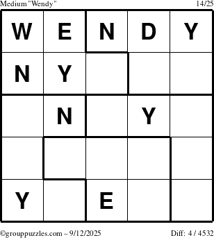 The grouppuzzles.com Medium Wendy puzzle for Friday September 12, 2025