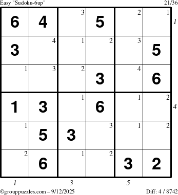 The grouppuzzles.com Easy Sudoku-6up puzzle for Friday September 12, 2025 with all 4 steps marked