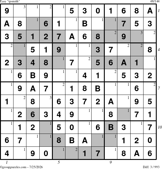 The grouppuzzles.com Easy tpsmith puzzle for Saturday July 25, 2026 with all 3 steps marked